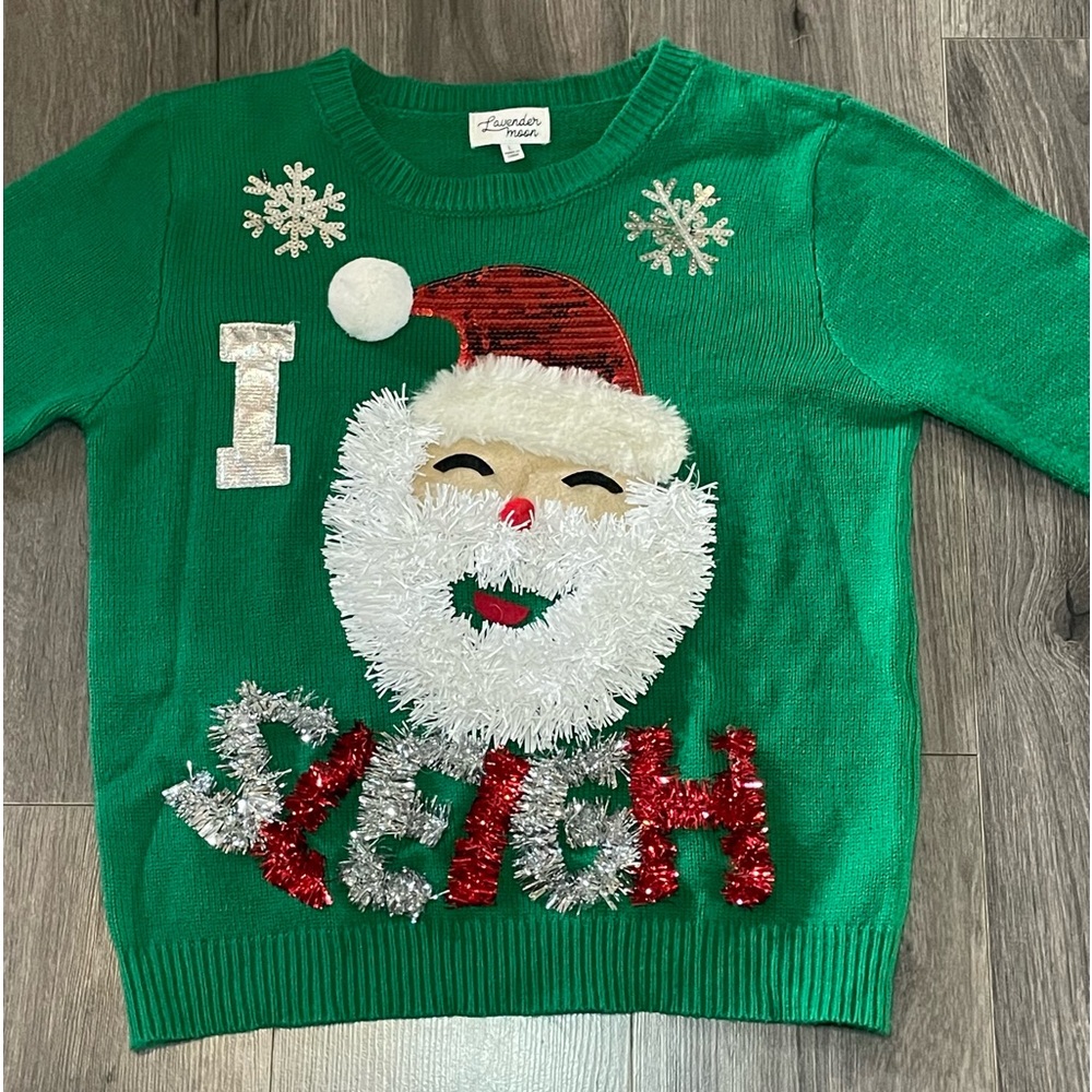 Lavender Moon Not so Ugly Christmas Sweater, size Large “I Sleigh”